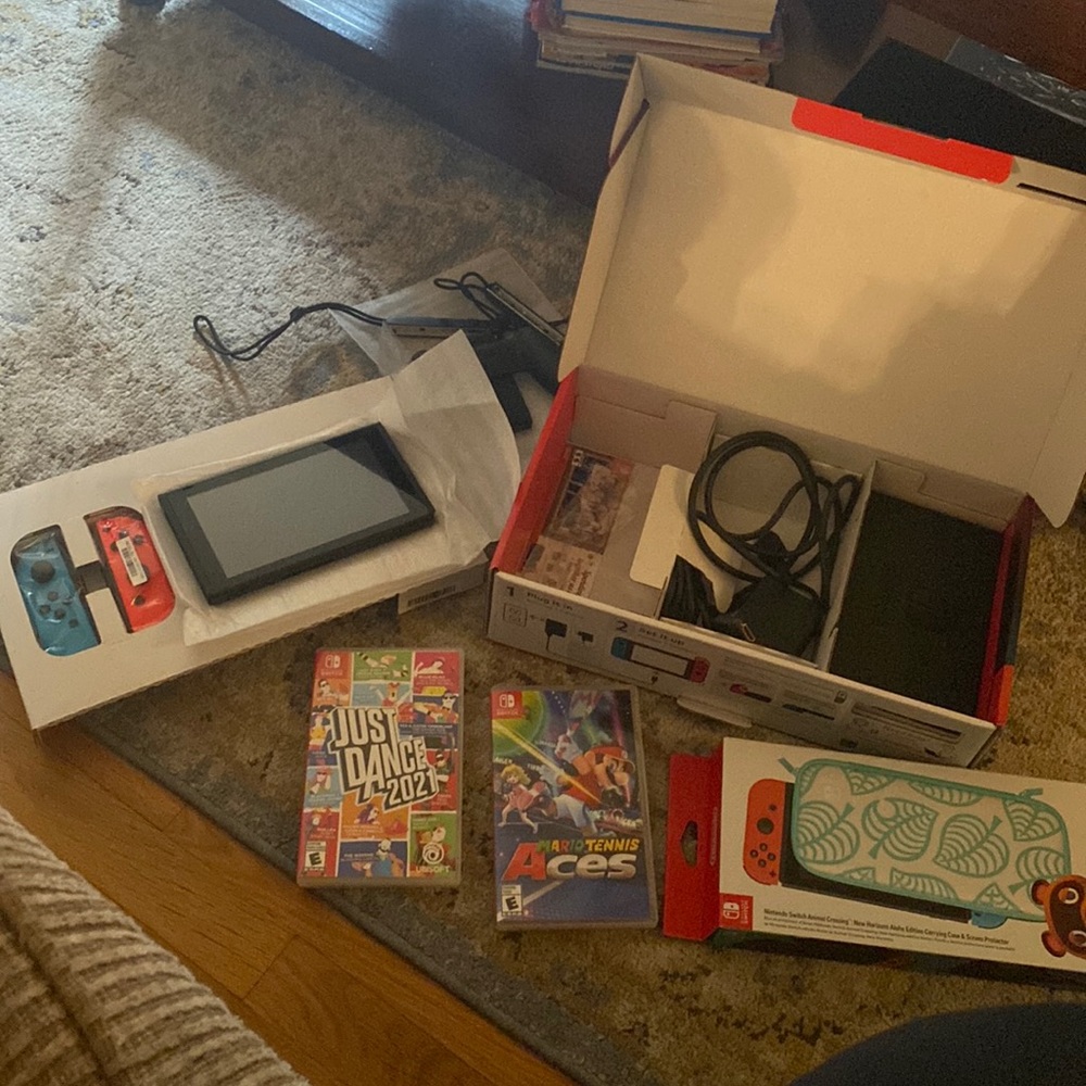 Nintendo Switch with games and accessories